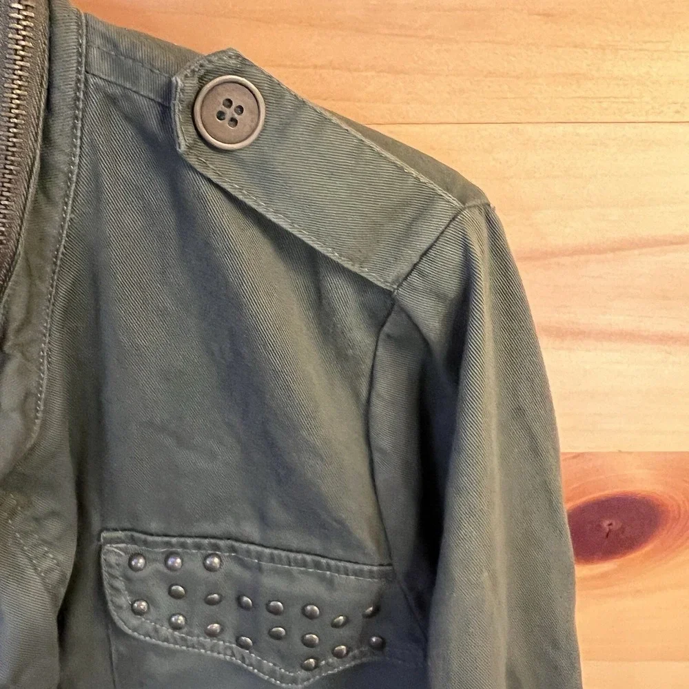 Daniel Rainn Olive Green Studded Utility Jacket Women's Size L Military‎ Style